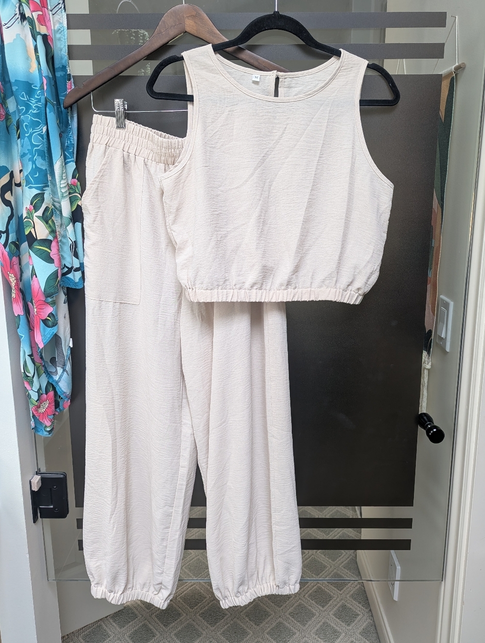 Beige Cream Top And Pant Set
